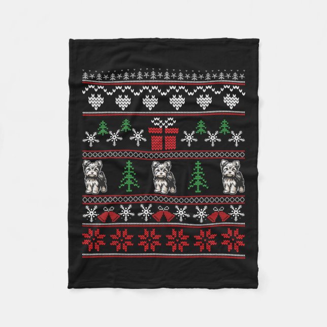 Couverture Polaire Yorkshire Terrier Noël Famille moche Noël (Devant)
