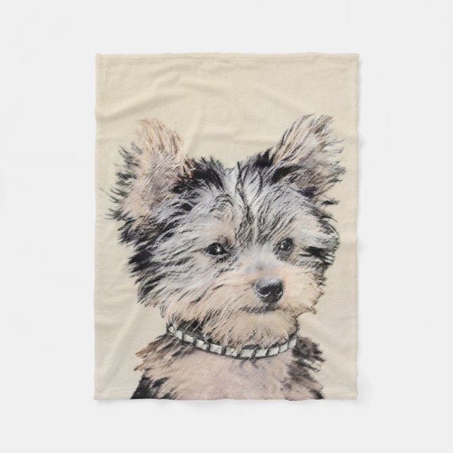 Couverture Polaire Yorkshire Terrier Puppy Peinture Chien original (Devant)