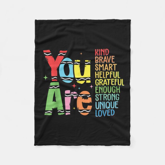Couverture Polaire You Are Kind Smart Brave Motivational Back To Scho (Devant)