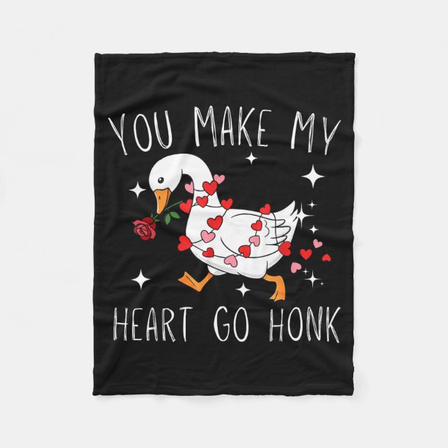 Couverture Polaire You Make My Heart Go Honk Valentine Goose  (Devant)