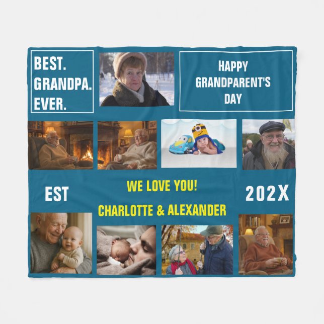 Couverture Polaire You said: Best Grandpa Ever Photo Collage  (Devant (Horizontal))