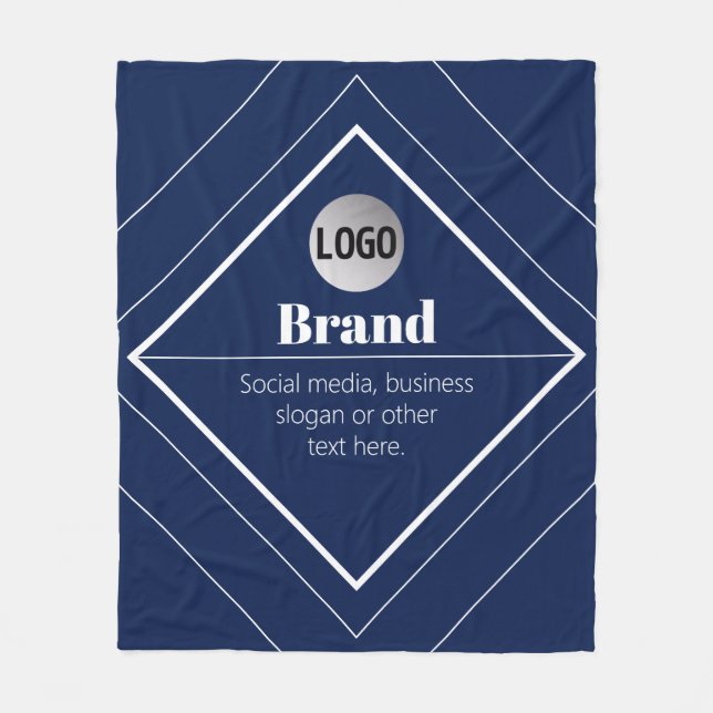 Couverture Polaire Your Logo & Customizable Modern Design | Navy Blue (Devant)