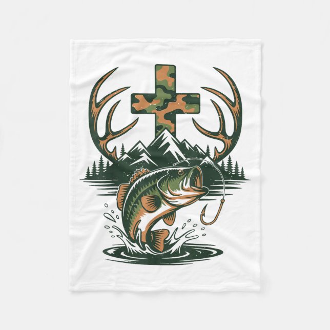 Couverture Polaire Youth Camo Faith Hunting Fishing Cross Fisherman C (Devant)
