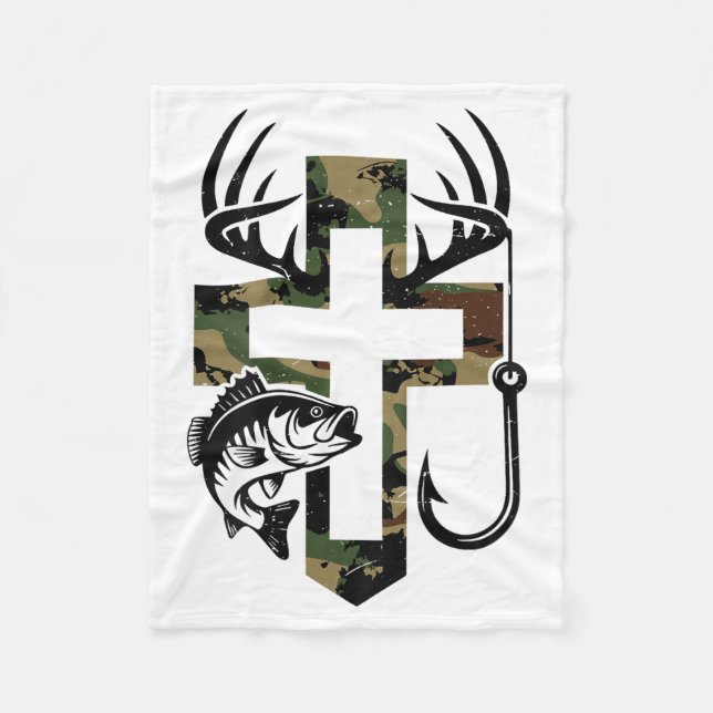 Couverture Polaire Youth Camo Faith Hunting Fishing Cross Hook Christ (Devant)