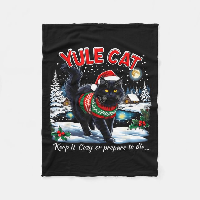 Couverture Polaire Yule Cat Keep It Cozy Funny Christmas Quote  (Devant)