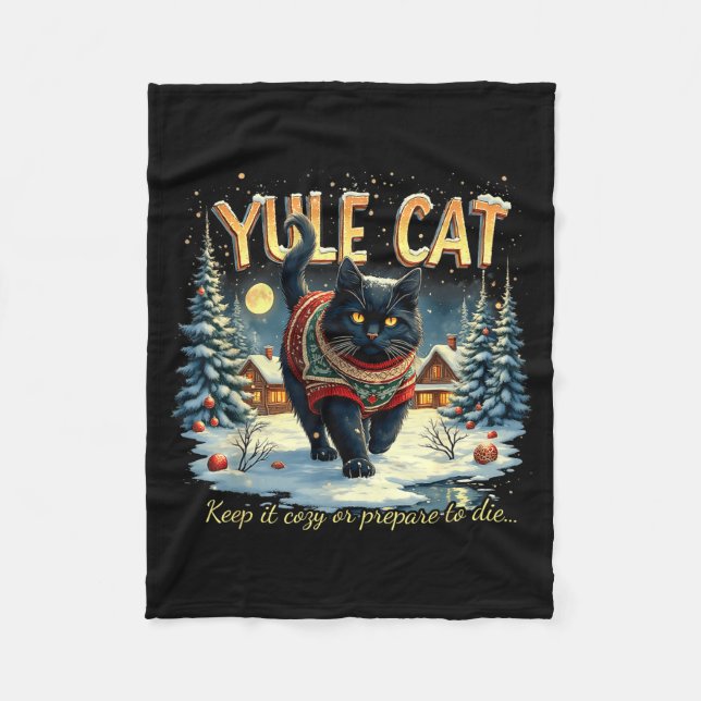 Couverture Polaire Yule Cat Keep It Cozy Funny Winter Quote  (Devant)
