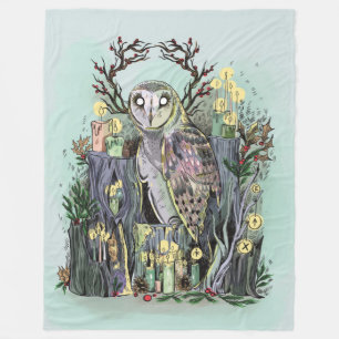 Couverture Polaire Yule Hivernal Chouette Solstice Avec Runes