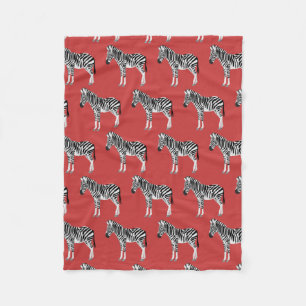 Couverture Polaire Zebra Exotic Animal Motif Deep Red