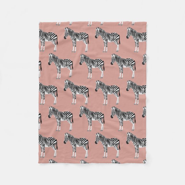 Couverture Polaire Zebra Exotic Animal Motif rose pâle (Devant)