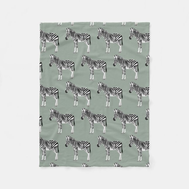 Couverture Polaire Zebra Exotic Animal Motif Sage Green (Devant)