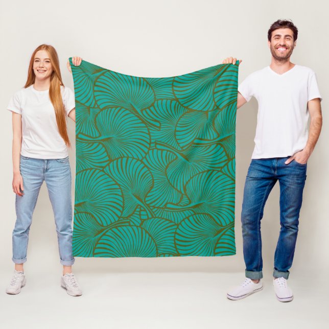 Couverture Polaire Zebra Fan Palm Hawaiian Tropical Jade Green (En situation)