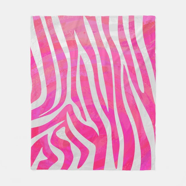 Couverture Polaire Zebra Hot Pink et White Print (Devant)