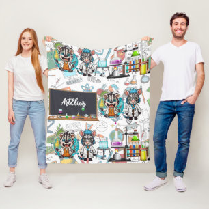 Couverture Polaire Zebra Mad Scientist Imprimer