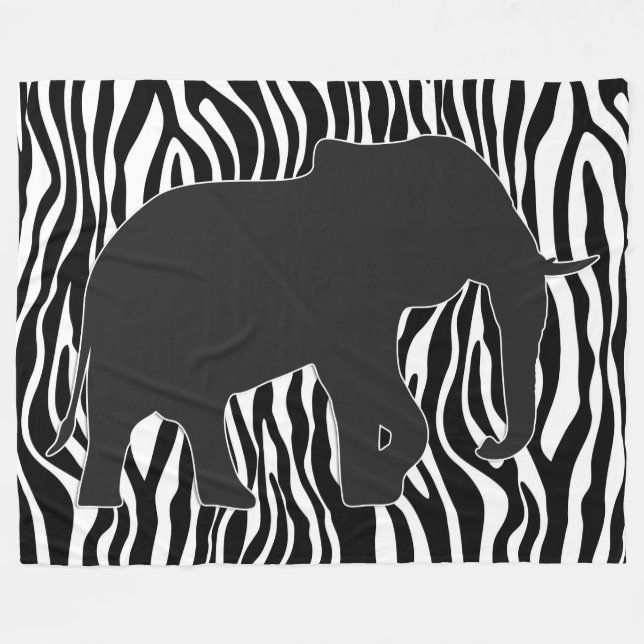 Couverture Polaire Zebra Stripes Motif avec Elephant + vos idées (Devant (Horizontal))