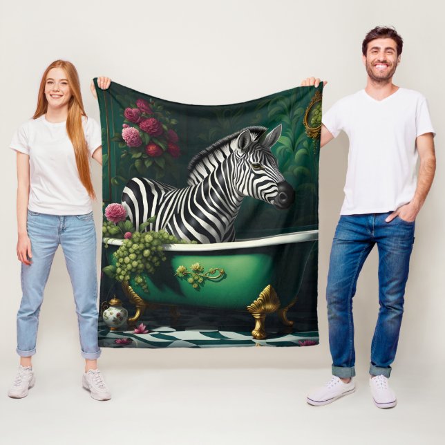 Couverture Polaire Zèbre dans une baignoire (En situation)