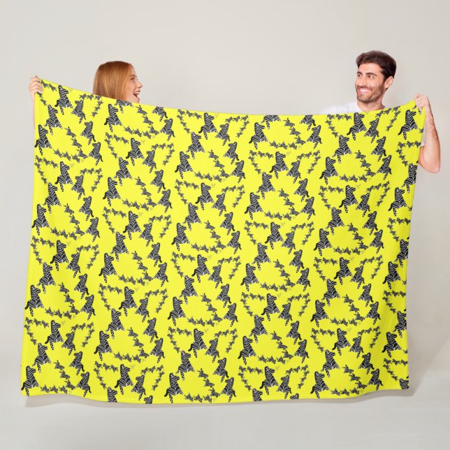 Couverture Polaire Zèbre jaune sauvage moderne (En situation)
