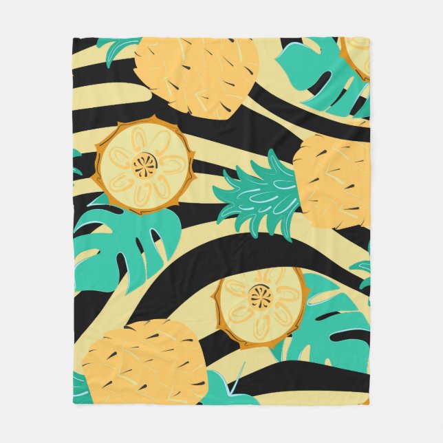 Couverture Polaire Zèbre, monstère, ananas : motif d'été. (Devant)