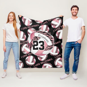Couverture Polaire zèbre rayures avec girly rose personnalisée volley