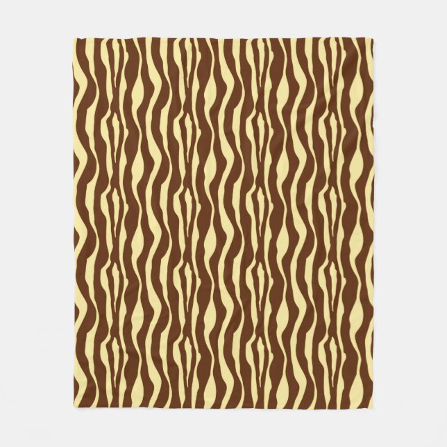 Couverture Polaire Zèbre rayures - Chocolat Brown et Camel Tan (Devant)