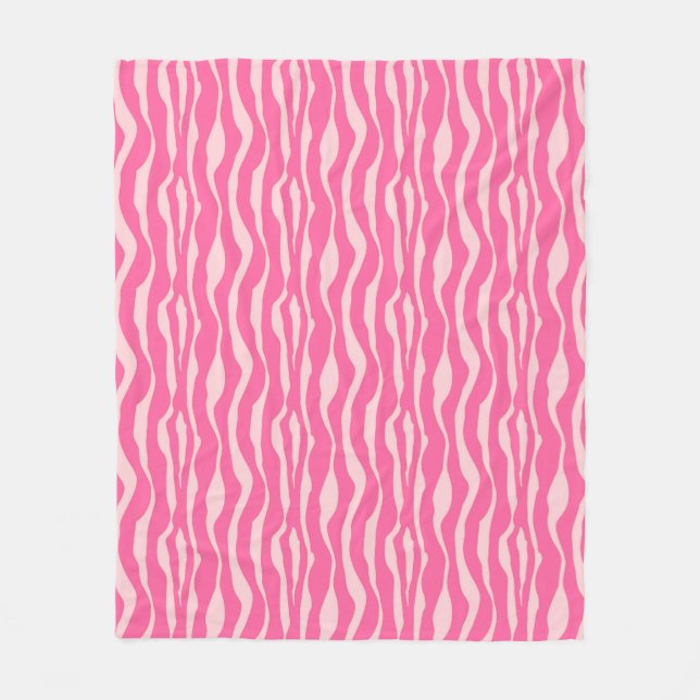 Couverture Polaire Zèbre rayures - Fuchsia et rose clair (Devant)