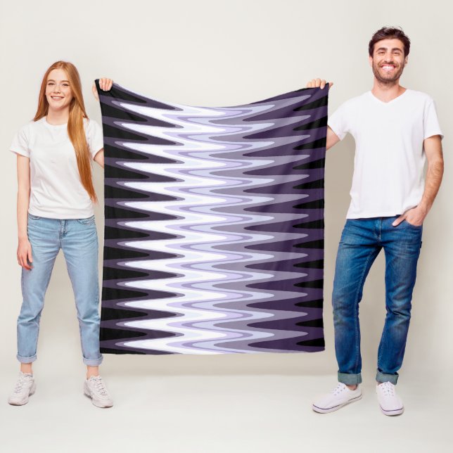 Couverture Polaire Zig Zag noir blanc gris foncé violet Motif beige (En situation)