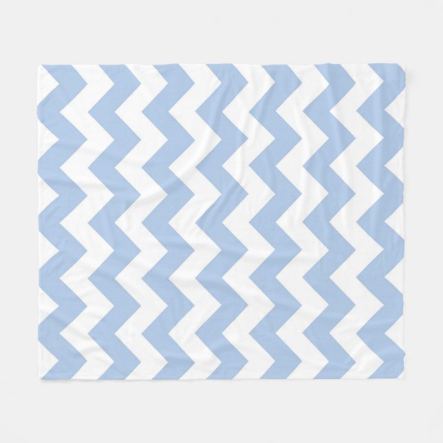 Couverture Polaire Zigzag bleu clair et blanc (Devant (Horizontal))