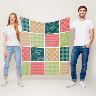 Couverture Polaire Zigzag, Chevron, En vichy, Pois, Patchwork