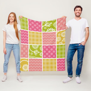 Couverture Polaire Zigzag, Chevron, Pois, En vichy, Patchwork