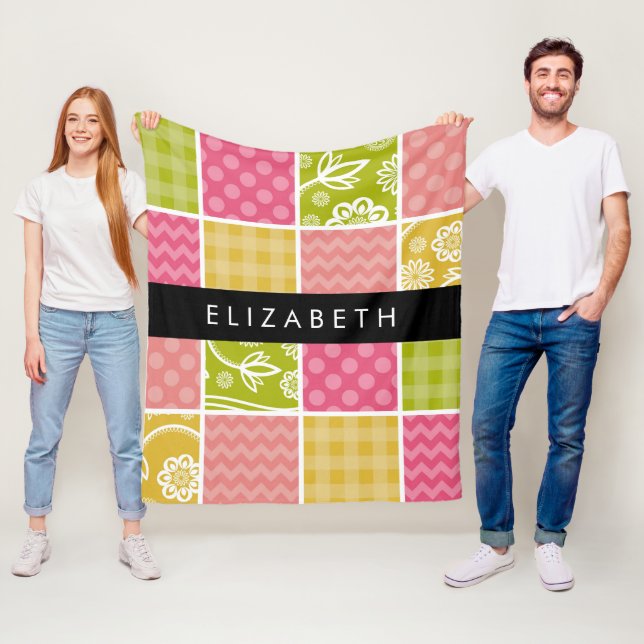 Couverture Polaire Zigzag, Chevron, Pois, En vichy, Votre Nom (En situation)