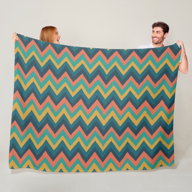 Couverture Polaire Zigzag Grilles En Aquarelle (En situation)