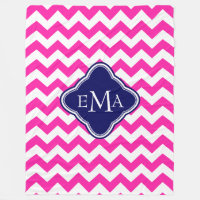 Zigzag rose et blanc monogramme Chevron