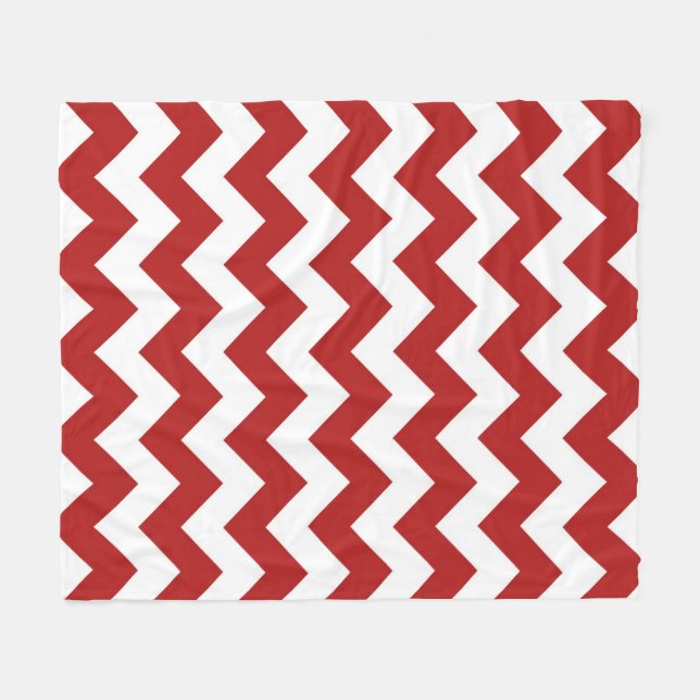 Couverture Polaire Zigzag rouge et blanc (Devant (Horizontal))