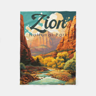 Couverture Polaire Zion National Park Illustration Retro