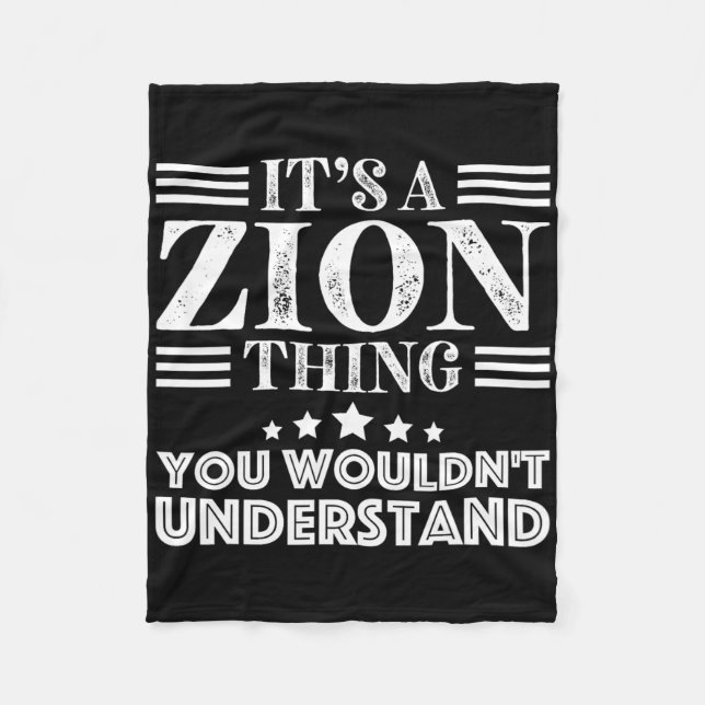 Couverture Polaire Zion Prénom Personnel Anniversaire Fête des pères  (Devant)