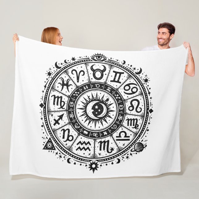 Couverture Polaire Zodiac Arcana — Les Douze Signes par BurnsInHell (En situation)