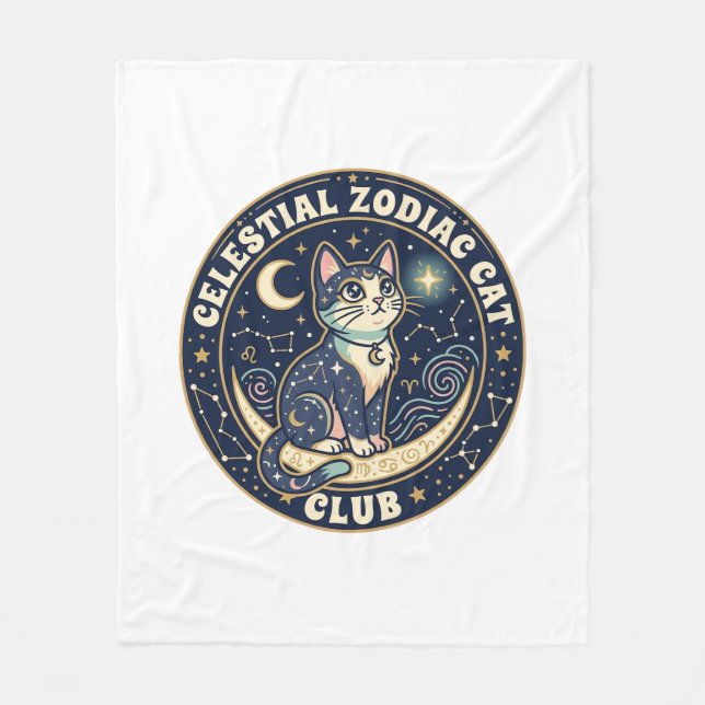 Couverture Polaire Zodiaque céleste Chat Mignon T-Shirt Design - Cel (Devant)