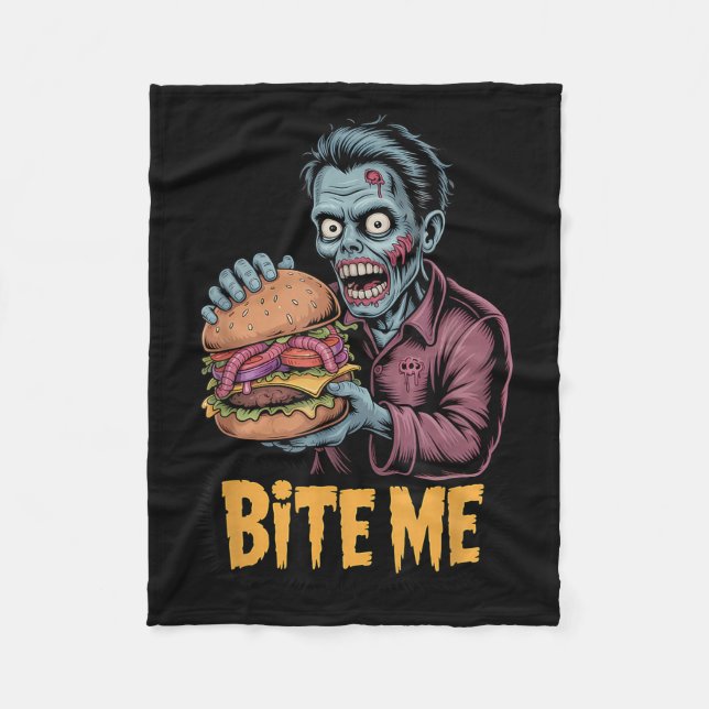 Couverture Polaire Zombie Burger Drôle Nourriture Halloween (Devant)