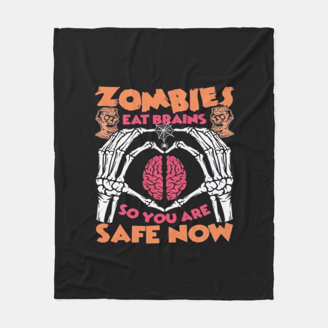Couverture Polaire Zombies Manger Cerveaux Classique (Devant)
