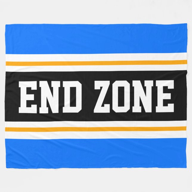 Couverture Polaire ZONE FIN Bleu Bleu Jaune Noir Frappes de football (Devant (Horizontal))