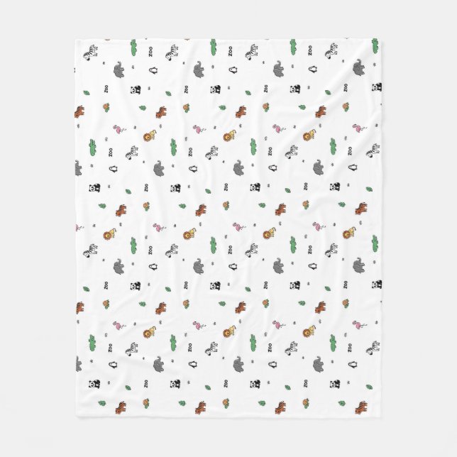 Couverture Polaire Zoo coloré Animaux Fun (Devant)