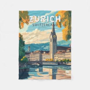 Couverture Polaire Zurich Suisse Travel Art Vintage