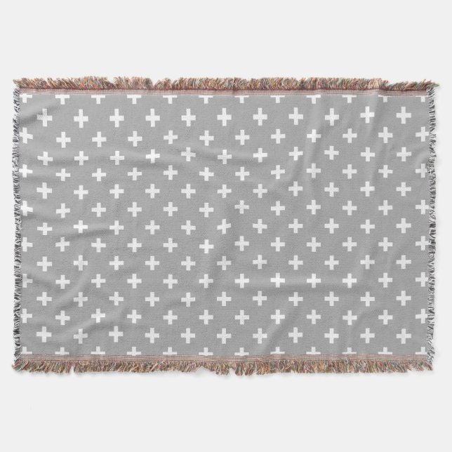 Couverture Polka blanche croise sur gris (Devant)