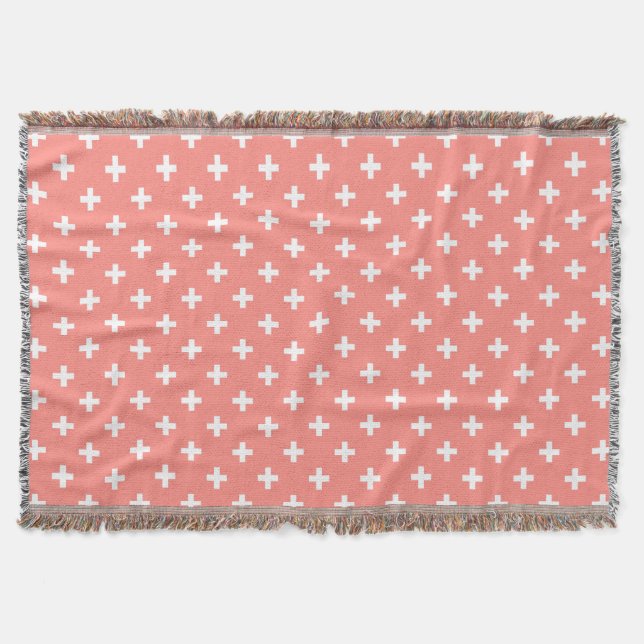 Couverture Polka blanche croise sur la pêche (Devant)