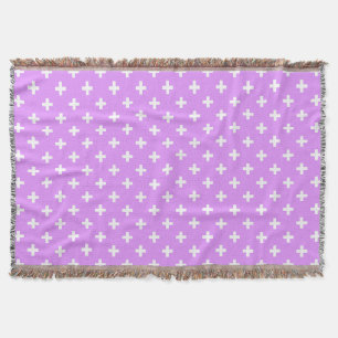 Couverture Polka blanche croise sur lilas