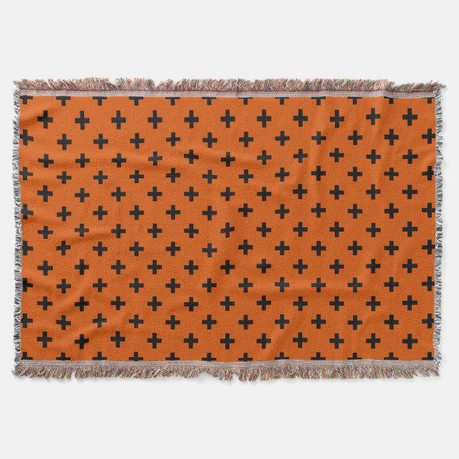 Couverture Polka noire croise sur orange (Devant)