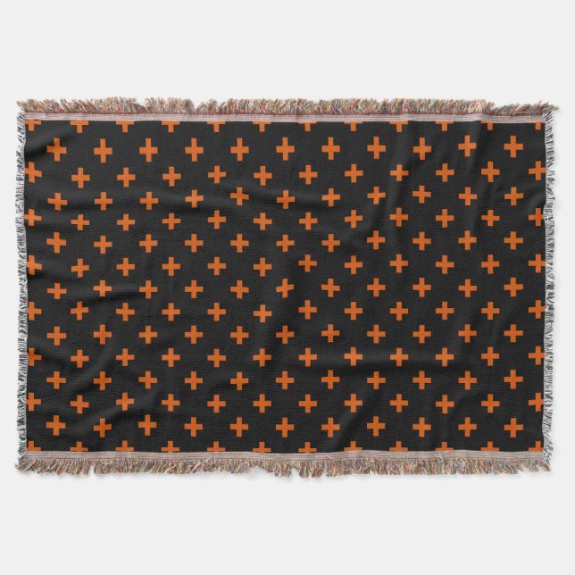 Couverture Polka orange croise sur noir (Devant)
