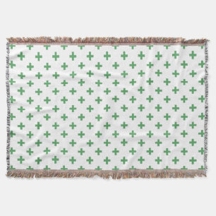 Couverture Polka verte croise sur blanc