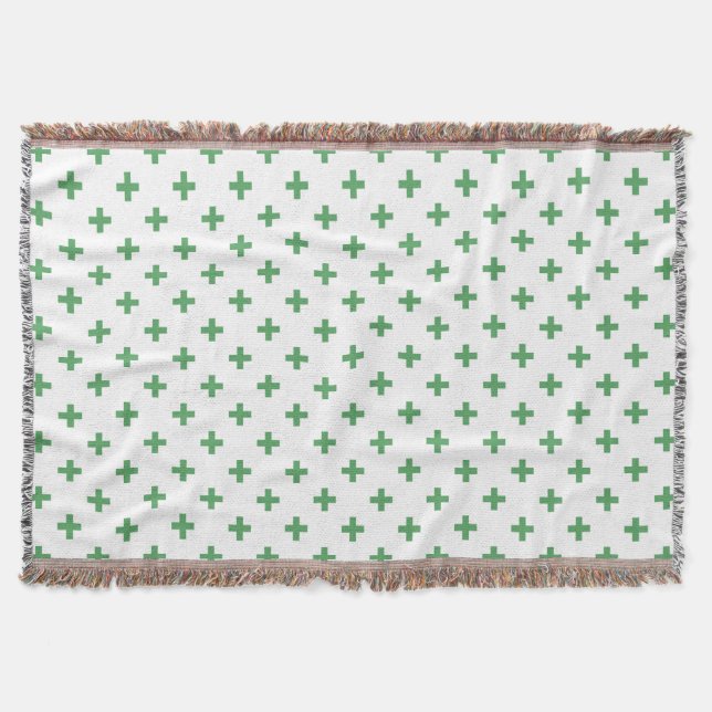 Couverture Polka verte croise sur blanc (Devant)