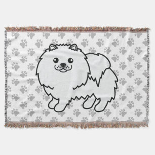 Couverture Pomeranian Blanc Chien de Dessin Animé Mignon & Pa