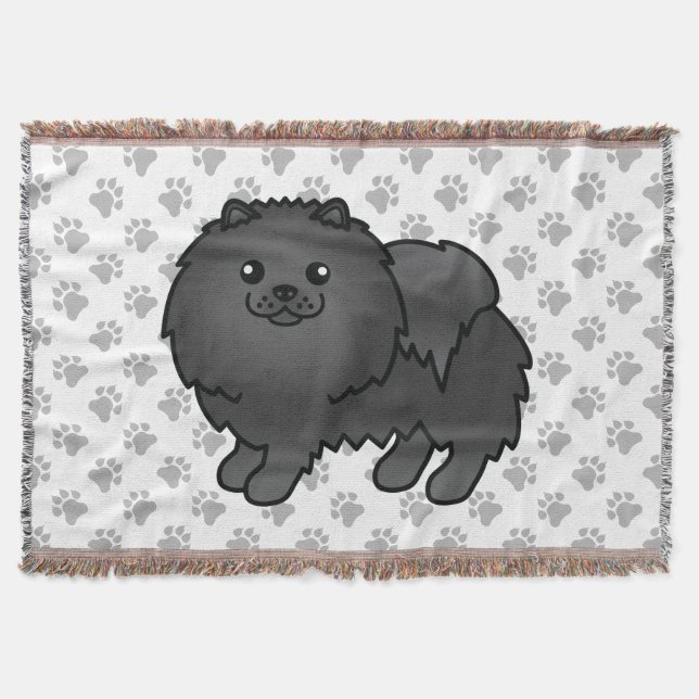 Couverture Pomeranian noir Chien de dessin animé mignon & Pat (Devant)